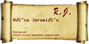 Róna Jeremiás névjegykártya